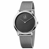 Buy Shop Calvin Klein Minimalist Black Dial Silver Mesh Bracelet Watch for Men - K3M2112X USA Online