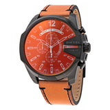 Buy Shop Diesel Mega Chief Chronograph Black Dial Brown Leather Strap Watch For Men - DZ4476 USA Online