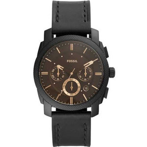 Buy Shop Fossil Machine Chronograph Black Dial Black Leather Strap Watch for Men - FS5586 USA Online