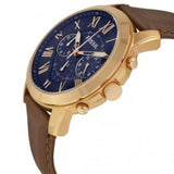 Buy Shop Fossil Grant Chronograph Blue Dial Brown Leather Strap Watch for Men - FS5068 USA Online