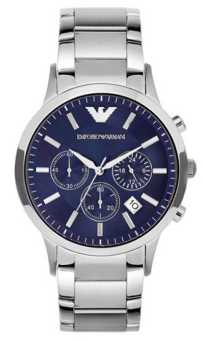 Buy Shop Emporio Armani Renato Chronograph Blue Dial Silver Steel Strap Watch For Men - AR2448 USA Online