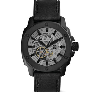 Buy Shop Fossil Modern Machine Automatic Skeleton Grey Dial Black Steel Strap Watch for Men - ME3134 USA Online