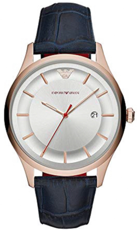 Buy Shop Emporio Armani Classic Silver Dial Blue Leather Strap Watch For Men - AR11131 USA Online