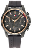 Buy Shop Tommy Hilfiger Mason Black Dial Black Rubber Strap Watch for Men - 1791792 USA Online