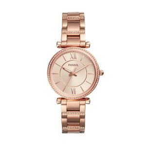 Buy Shop Fossil Carlie Rose Gold Dial Rose Gold Steel Strap Watch for Women - ES4301 USA Online
