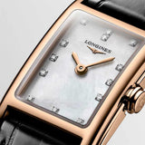 Buy Shop Longines Dolcevita Diamonds Mother of Pearl White Dial Black Leather Strap Watch for Women - L5.258.8.87.0 USA Online