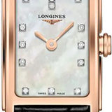 Buy Shop Longines Dolcevita Diamonds Mother of Pearl White Dial Black Leather Strap Watch for Women - L5.258.8.87.0 USA Online
