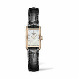 Buy Shop Longines Dolcevita Diamonds Mother of Pearl White Dial Black Leather Strap Watch for Women - L5.258.8.87.0 USA Online