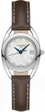 Buy Shop Longines Equestrian Mother of Pearl Dial Brown Leather Strap Watch for Women - L6.136.0.87.2 USA Online