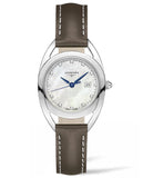 Buy Shop Longines Equestrian Mother of Pearl Dial Brown Leather Strap Watch for Women - L6.136.4.87.2 USA Online