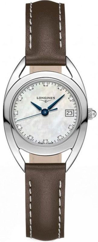Buy Shop Longines Equestrian Mother of Pearl Dial Brown Leather Strap Watch for Women - L6.136.4.87.2 USA Online