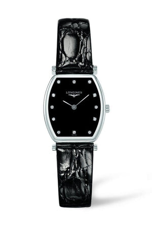 Buy Shop Longines La Grande Classique de Longines Tonneau Black Dial Black Leather Strap Watch for Women - L4.205.4.58.2 USA Online