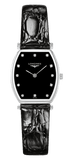 Longines La Grande Classique de Longines Tonneau Black Dial Black Leather Strap Watch for Women - L4.205.4.58.2