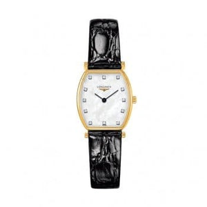 Buy Shop Longines La Grande Classique de Longines Tonneau White Dial Black Leather Strap Watch for Women - L4.205.2.87.2 USA Online