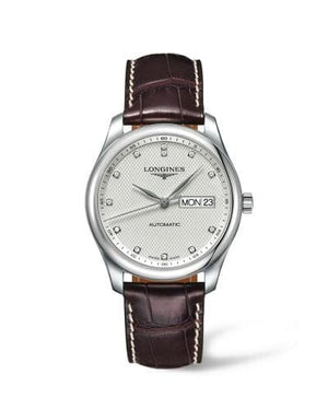 Buy Shop Longines Master Collection Automatic 38.5mm Silver Diamond Dial Brown Leather Strap Watch for Men - L2.755.4.77.3 USA Online