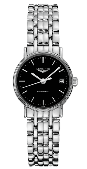 Buy Shop Longines Presence 25.5mm Automatic Black Dial Silver Steel Strap Watch for Women - L4.321.4.52.6 USA Online