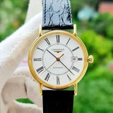 Buy Shop Longines Presence 25.5mm Automatic White Dial Black Leather Strap Watch for Women - L4.921.2.11.2 USA Online