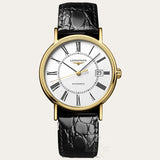Buy Shop Longines Presence 25.5mm Automatic White Dial Black Leather Strap Watch for Women - L4.921.2.11.2 USA Online