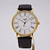 Buy Shop Longines Presence 25.5mm Automatic White Dial Black Leather Strap Watch for Women - L4.921.2.11.2 USA Online