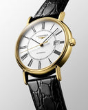 Buy Shop Longines Presence 25.5mm Automatic White Dial Black Leather Strap Watch for Women - L4.921.2.11.2 USA Online