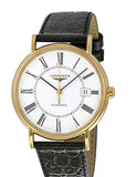 Buy Shop Longines Presence 25.5mm Automatic White Dial Black Leather Strap Watch for Women - L4.921.2.11.2 USA Online