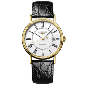 Buy Shop Longines Presence 25.5mm Automatic White Dial Black Leather Strap Watch for Women - L4.921.2.11.2 USA Online
