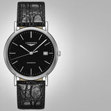 Buy Shop Longines Presence 38.5mm Automatic Black Dial Black Leather Strap Watch for Men - L4.921.4.52.2 USA Online