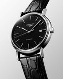 Buy Shop Longines Presence 38.5mm Automatic Black Dial Black Leather Strap Watch for Men - L4.921.4.52.2 USA Online