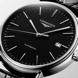 Buy Shop Longines Presence 38.5mm Automatic Black Dial Black Leather Strap Watch for Men - L4.921.4.52.2 USA Online