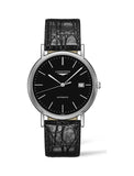 Buy Shop Longines Presence 38.5mm Automatic Black Dial Black Leather Strap Watch for Men - L4.921.4.52.2 USA Online