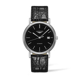 Buy Shop Longines Presence 38.5mm Automatic Black Dial Black Leather Strap Watch for Men - L4.921.4.52.2 USA Online
