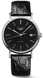 Buy Shop Longines Presence 38.5mm Automatic Black Dial Black Leather Strap Watch for Men - L4.921.4.52.2 USA Online