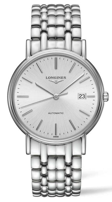 Buy Shop Longines Presence 38.5mm Automatic Silver Dial Silver Mesh Bracelet Watch for Men - L4.921.4.72.6 USA Online