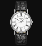Buy Shop Longines Presence 38.5mm Automatic White Dial Black Leather Strap Watch for Men - L4.921.4.11.2 USA Online