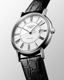 Buy Shop Longines Presence 38.5mm Automatic White Dial Black Leather Strap Watch for Men - L4.921.4.11.2 USA Online