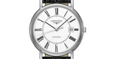 Buy Shop Longines Presence 38.5mm Automatic White Dial Black Leather Strap Watch for Men - L4.921.4.11.2 USA Online