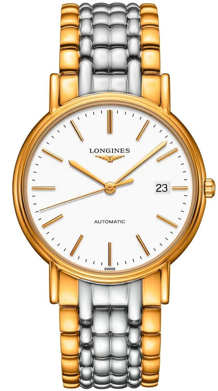Buy Shop Longines Presence 38.5mm Automatic White Dial Two Tone Steel Strap Watch for Men - L4.921.2.12.7 USA Online