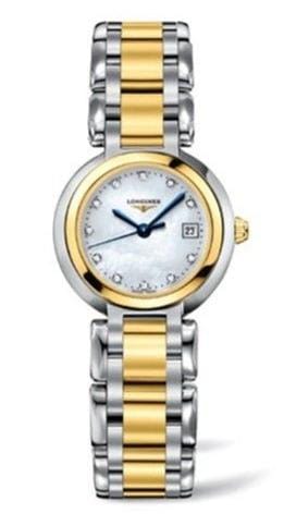 Buy Shop Longines PrimaLuna Quartz Diamonds Mother of Pearl Dial Two Tone Steel Strap Watch for Women - L8.110.5.93.6 USA Online