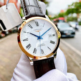 Buy Shop Longines Record Automatic Stainless Steel 18K Gold Watch for Men - L2.821.5.11.2 USA Online