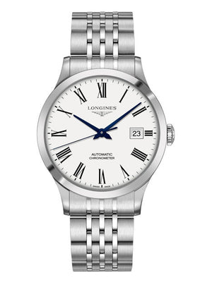 Buy Shop Longines Record Automatic Stainless Steel 40mm Watch for Men - L2.821.4.11.6 USA Online