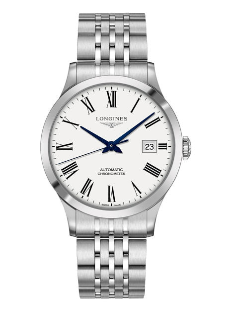 Buy Shop Longines Record Automatic Stainless Steel 40mm Watch for Men - L2.821.4.11.6 USA Online