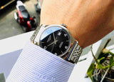 Buy Shop Longines Record Black Dial Automatic Stainless Steel 40mm Watch for Men - L2.821.4.56.6 USA Online