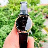 Buy Shop Longines Record Black Dial Black Leather Strap Watch for Men - L2.821.5.57.2 USA Online