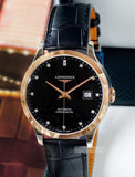 Buy Shop Longines Record Black Dial Black Leather Strap Watch for Men - L2.821.5.57.2 USA Online