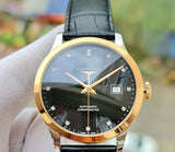 Buy Shop Longines Record Black Dial Black Leather Strap Watch for Men - L2.821.5.57.2 USA Online