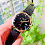 Buy Shop Longines Record Black Dial Black Leather Strap Watch for Men - L2.821.5.57.2 USA Online