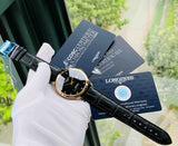 Buy Shop Longines Record Black Dial Black Leather Strap Watch for Men - L2.821.5.57.2 USA Online