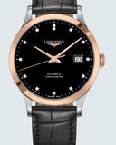 Buy Shop Longines Record Black Dial Black Leather Strap Watch for Men - L2.821.5.57.2 USA Online