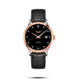 Buy Shop Longines Record Black Dial Black Leather Strap Watch for Men - L2.821.5.57.2 USA Online