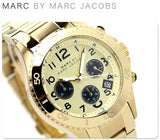 Marc Jacobs Rock Metal Chronograph Gold Dial Gold Steel Strap Watch for Men - MBM3158